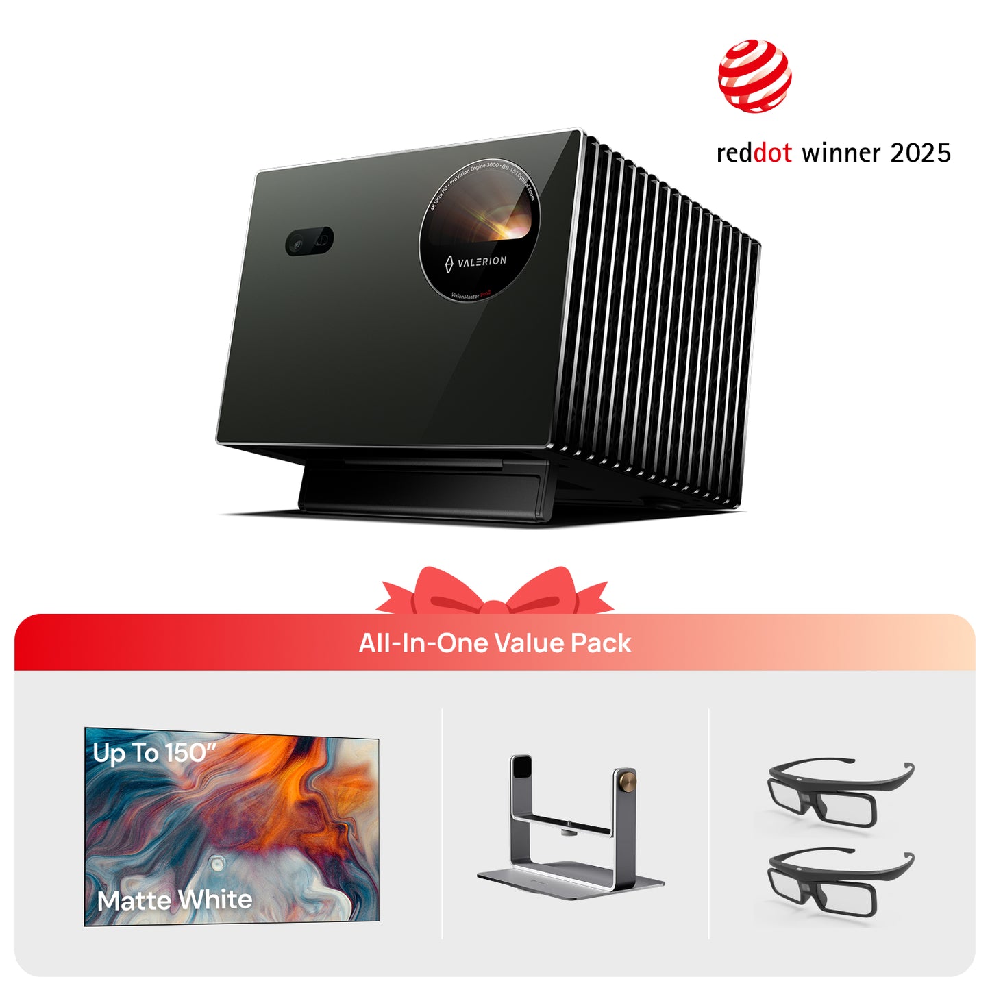 VisionMaster Pro2 + Écran blanc mat & Support Gimbal & Lunettes 3D(FR)