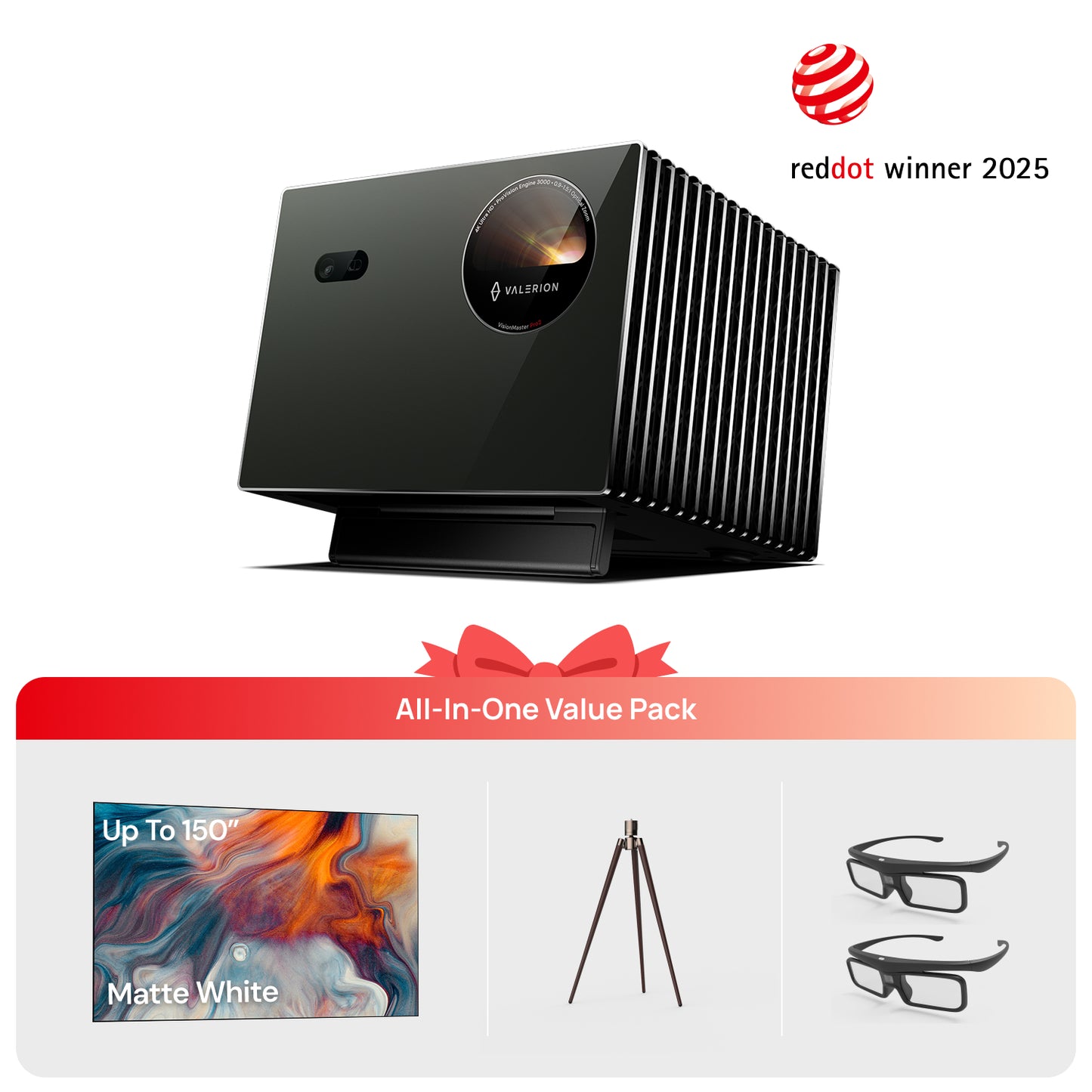 VisionMaster Pro2 + Écran blanc mat & Trépied & Lunettes 3D (FR)