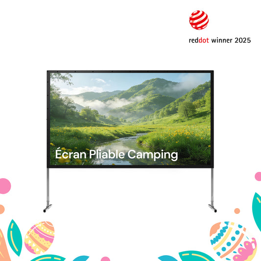 Écran Valerion portable pliable blanc mat pour camping en extérieur