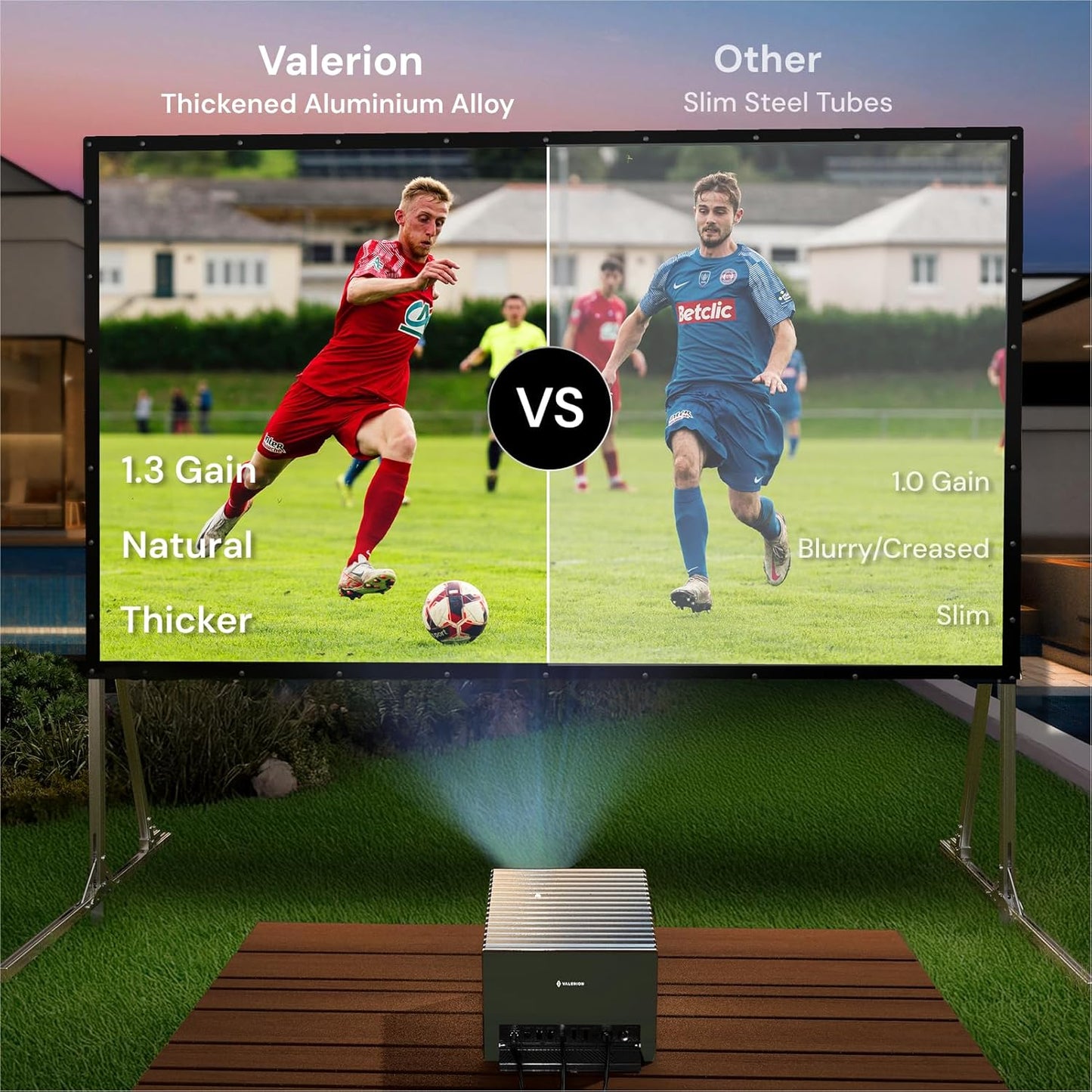 Écran Valerion portable pliable blanc mat pour camping en extérieur