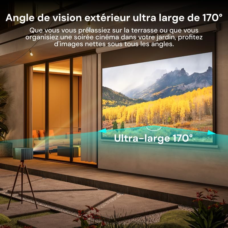 Écran Motorisé Déroulant Valerion 120" - Jardin Étanche Résistant, Toile de Verre Blanche