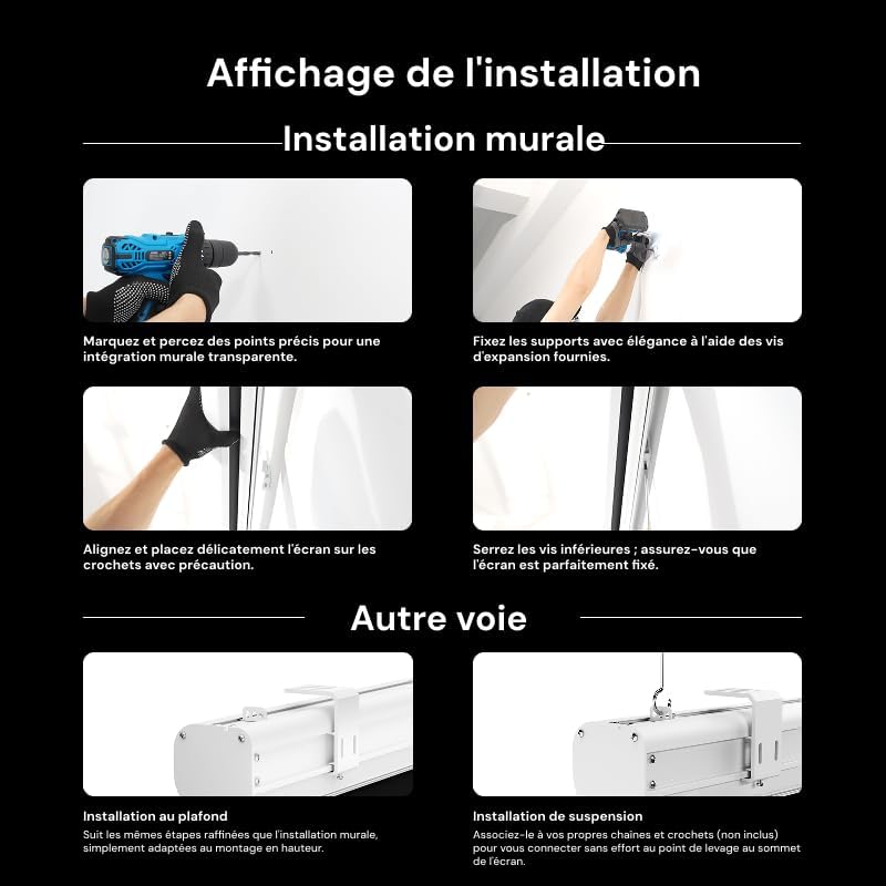 VisionMaster Max + Support + Écran Motorisé Déroulant 120" + Lunettes 3D Gratuits (2 paires)