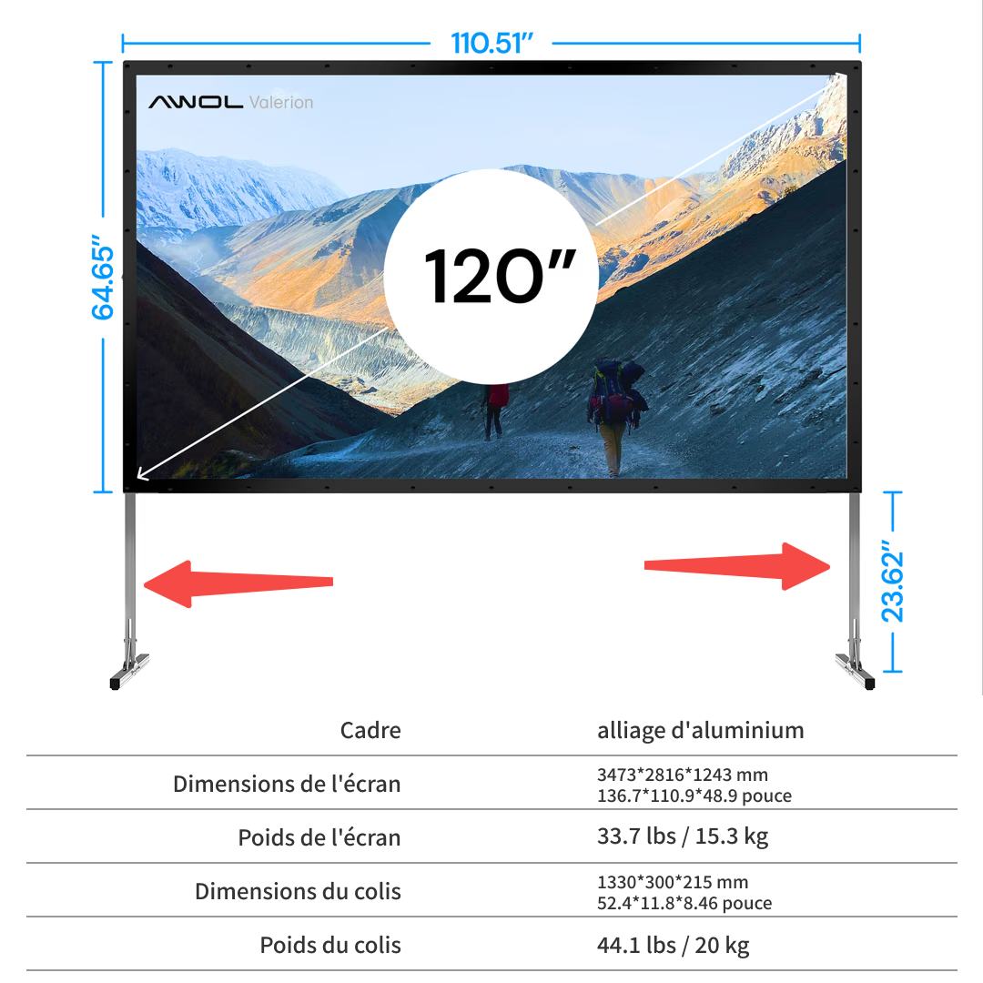 AWOL Valerion portable pliable blanc mat pour camping en extérieur
