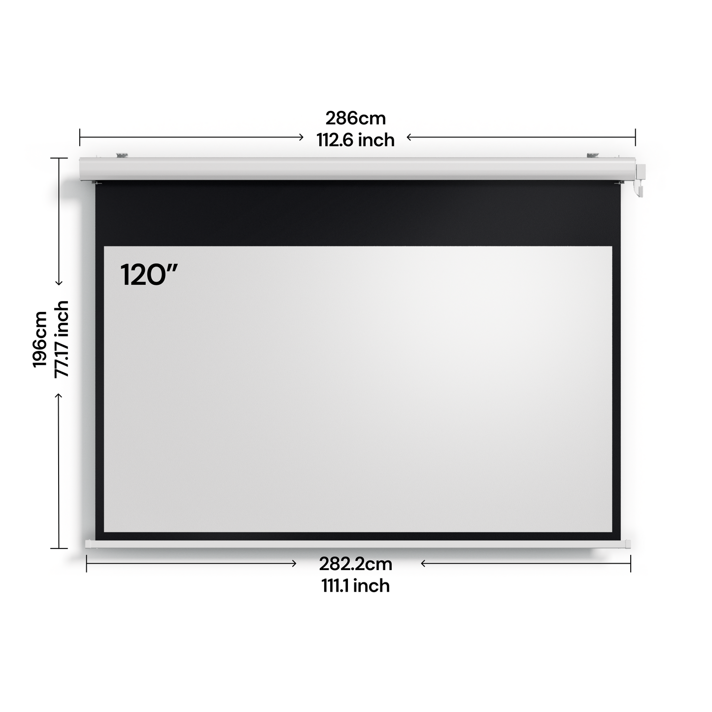 Écran Motorisé Déroulant Valerion 120" - Jardin Étanche Résistant, Toile de Verre Blanche