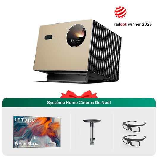 VisionMaster Pro + Écran blanc mat & Support plafond & Lunettes 3D