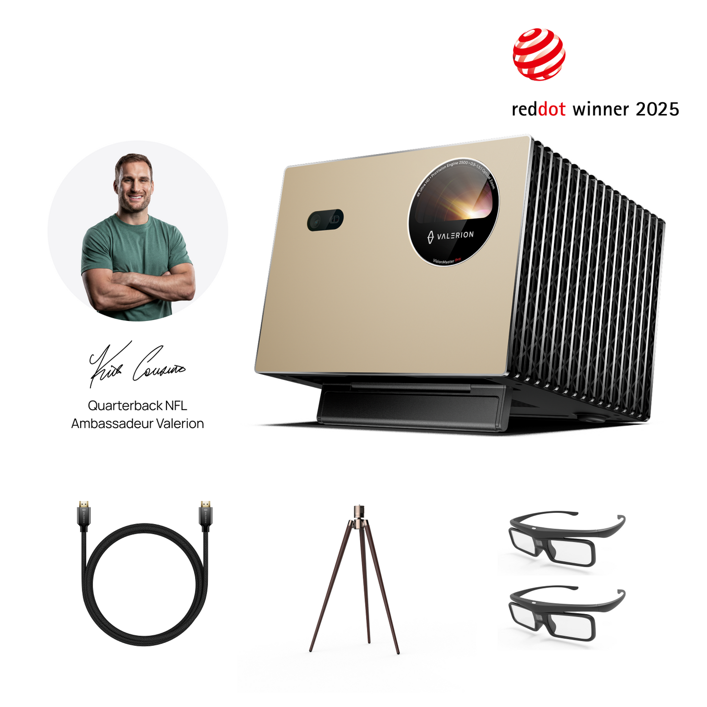 VisionMaster Pro + Support + Lunettes 3D (2 paires) + HDMI
