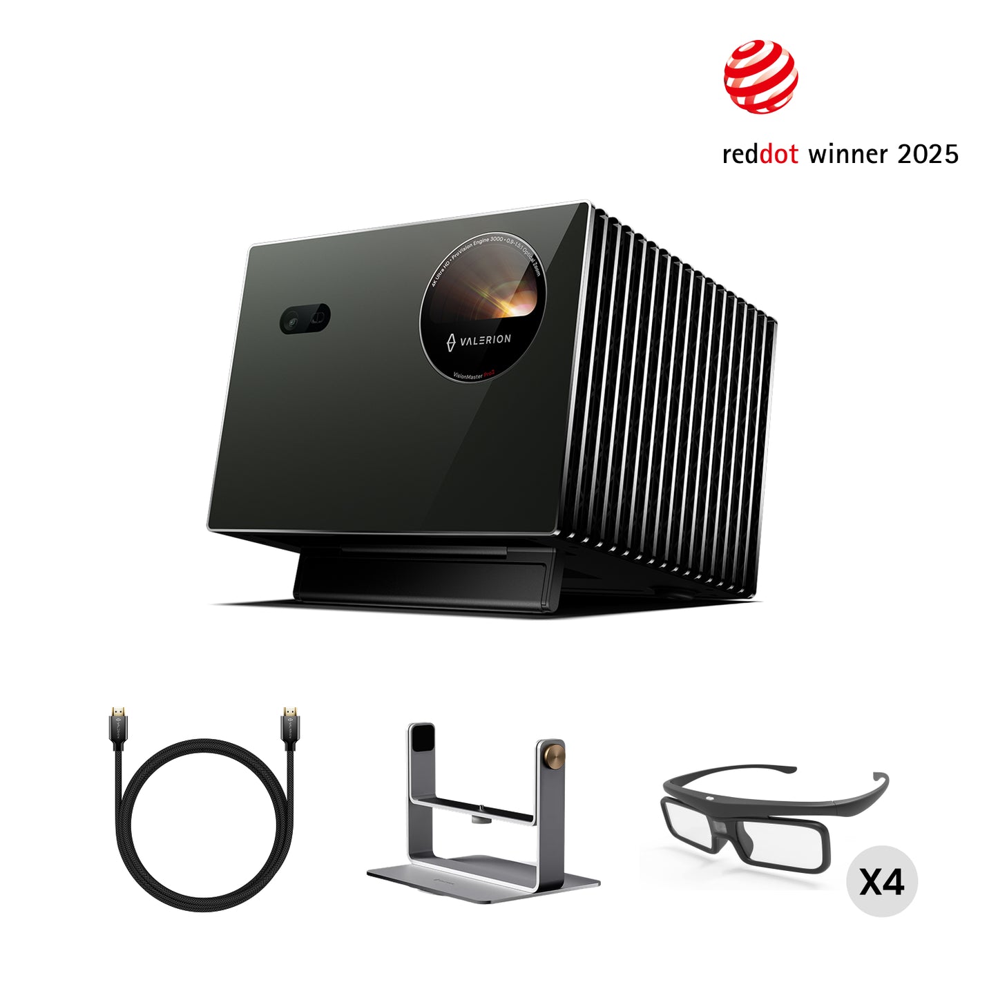 VisionMaster Pro2 + Support + Lunettes 3D (4 paires) + HDMI (2 mètres)