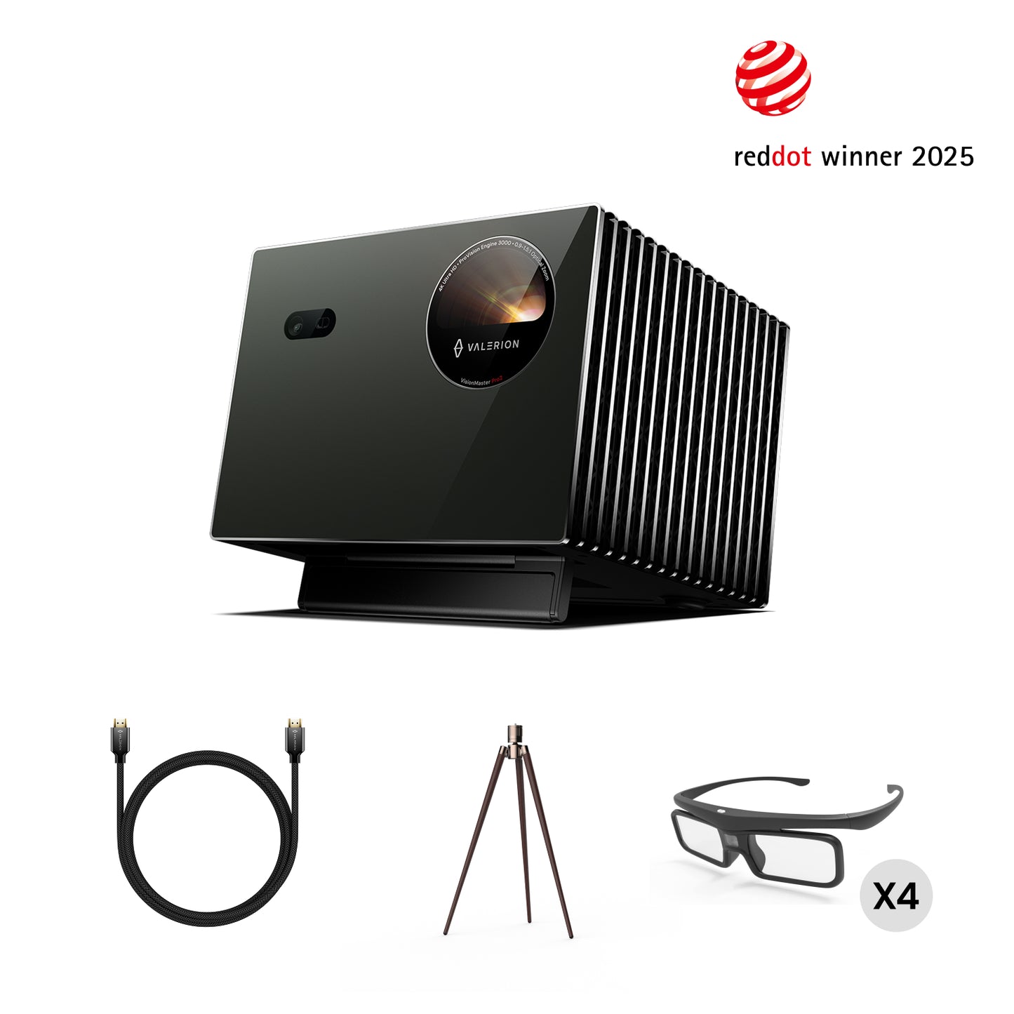 VisionMaster Pro2 + Support + Lunettes 3D (4 paires) + HDMI (2 mètres)
