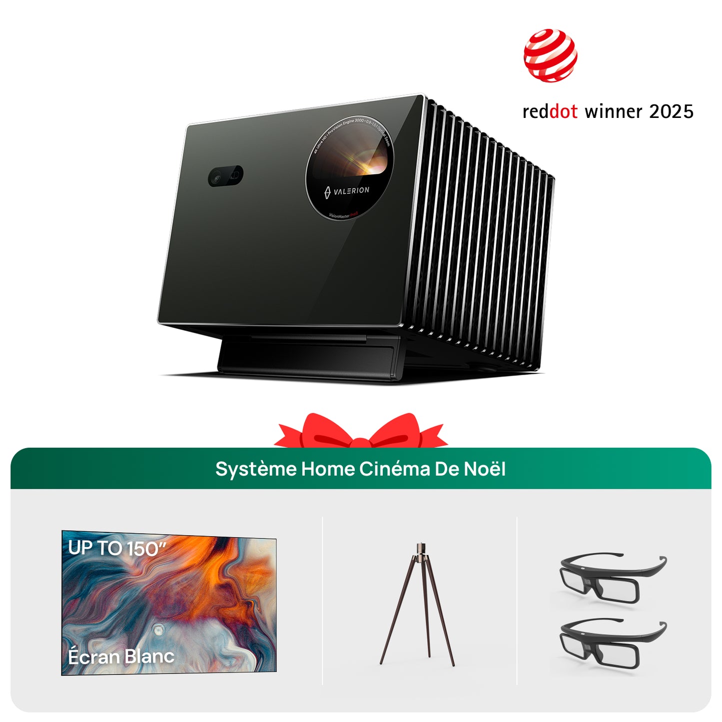 VisionMaster Pro2 + Écran blanc mat & Trépied & Lunettes 3D (FR)