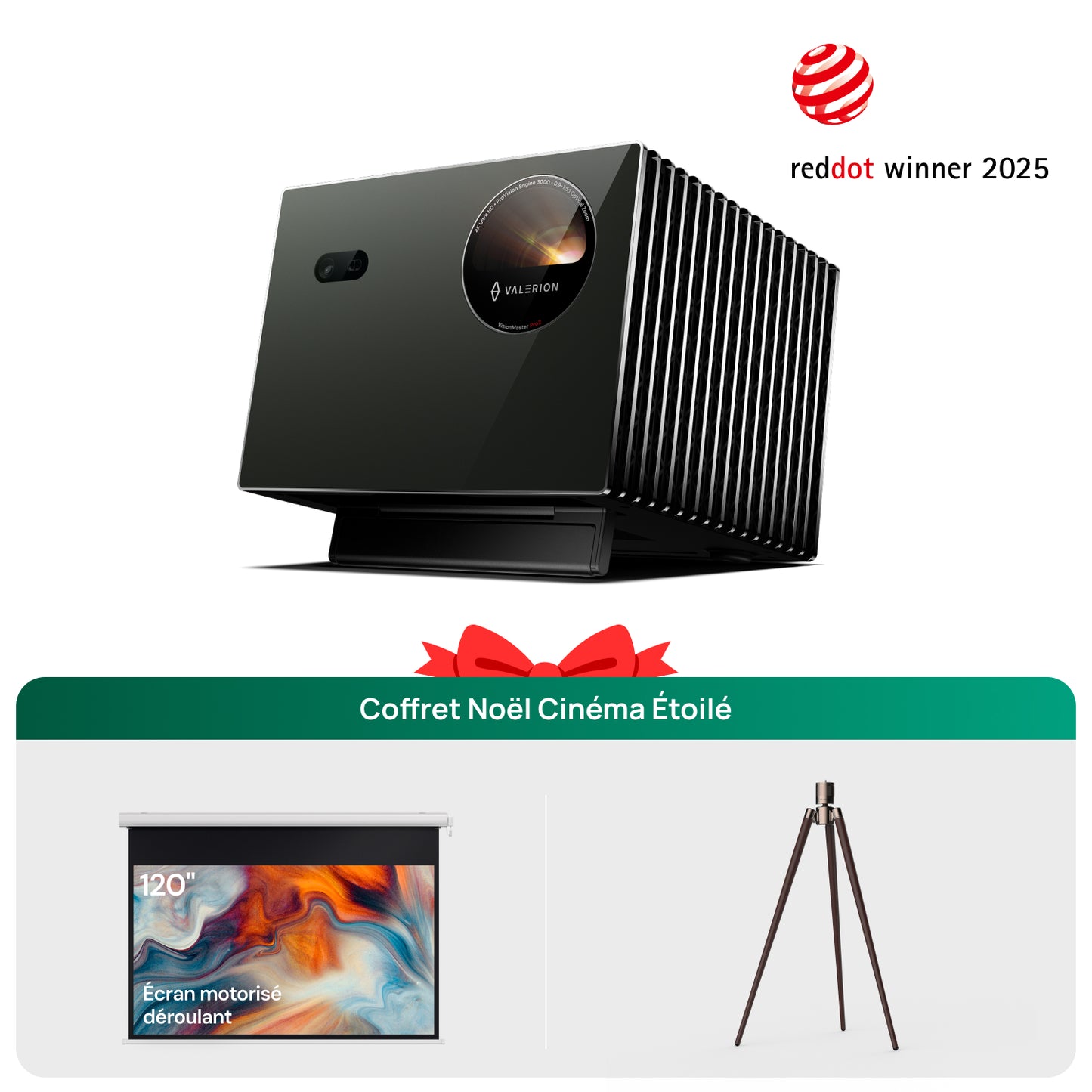 VisionMaster Pro2 + Support + Écran motorisé déroulant 120"