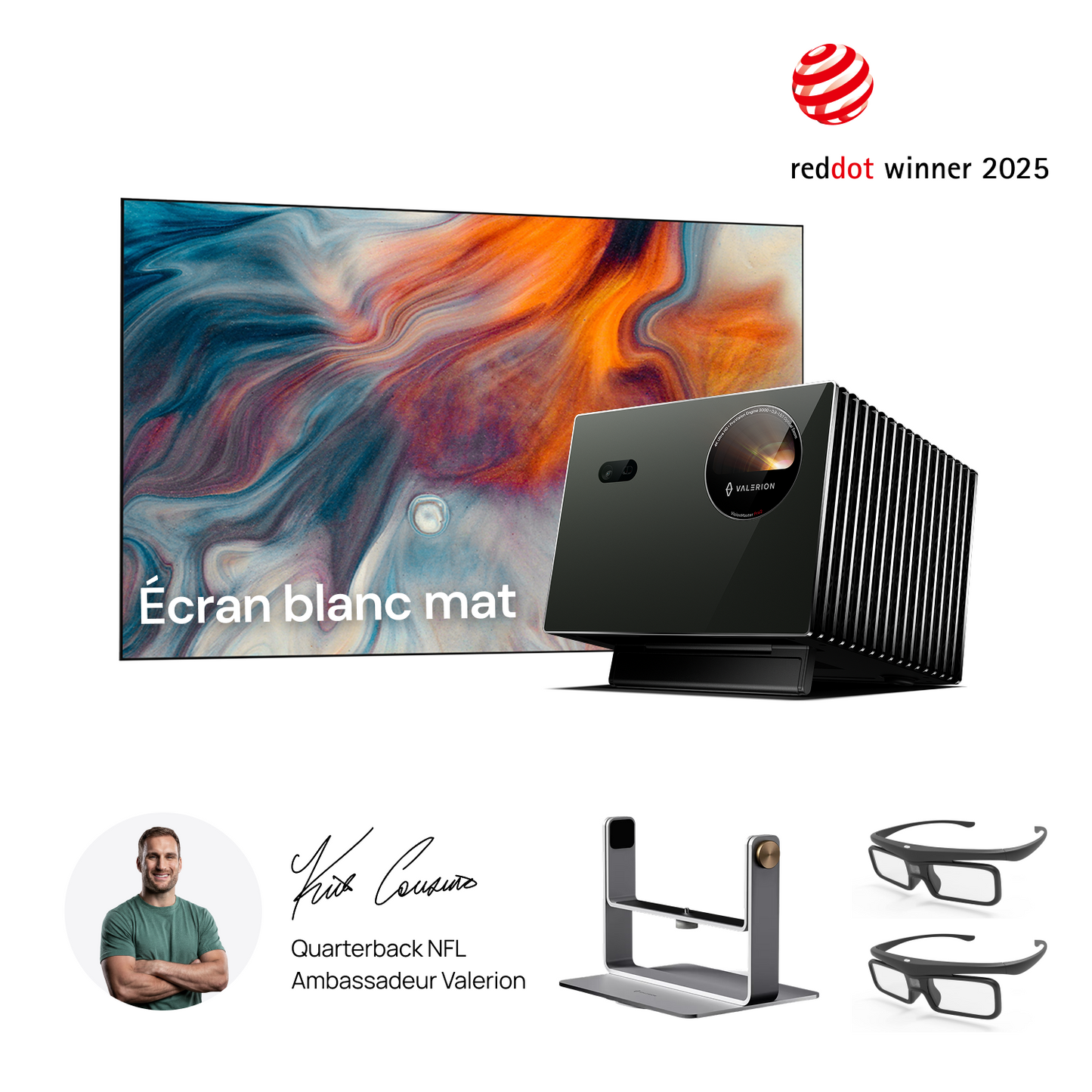 VisionMaster Pro2 + Écran blanc mat & Support Gimbal & Lunettes 3D(FR)