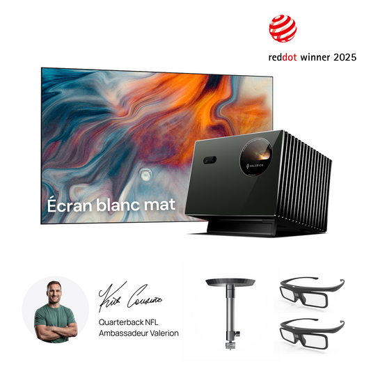 VisionMaster Pro2 + Écran blanc mat & Support plafond & Lunettes 3D(FR)